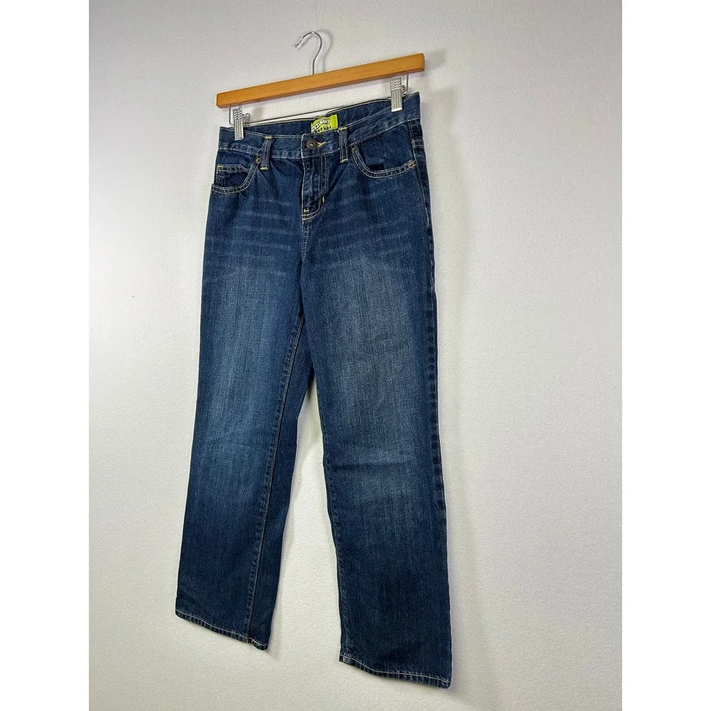 Old Navy Straight Leg Jeans Boys 10 Husky Blue Dark Wash Adjustable Waist Cotton